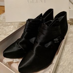 Glint Black Satin Heels - 8.5